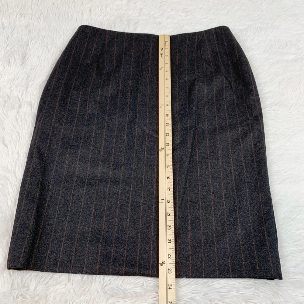 Akris women size 12‎ striped pencil skirt knee length workwear brown